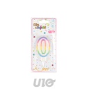 BOUGIE ANNIVERSAIRE CHIFFRE 0 AVEC SUPPORT PLASTIQUE H7,8CM MULTICOLORE