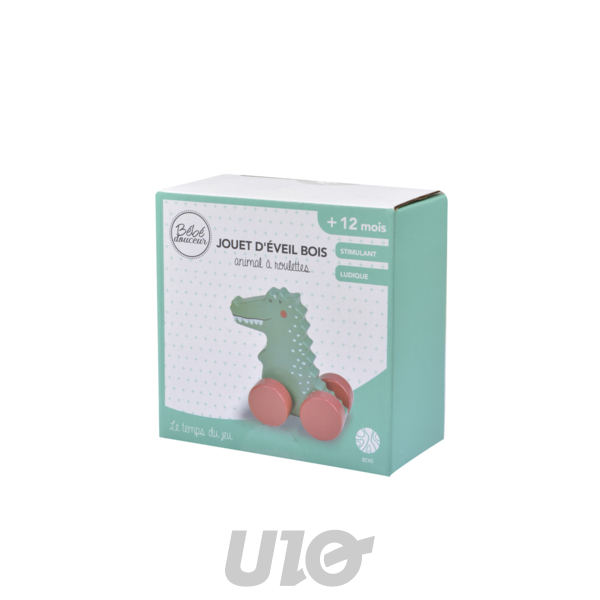 JOUET D'EVEIL EN BOIS AVEC ROULETTES 10*5*H10CM CROCODILE SAVANE