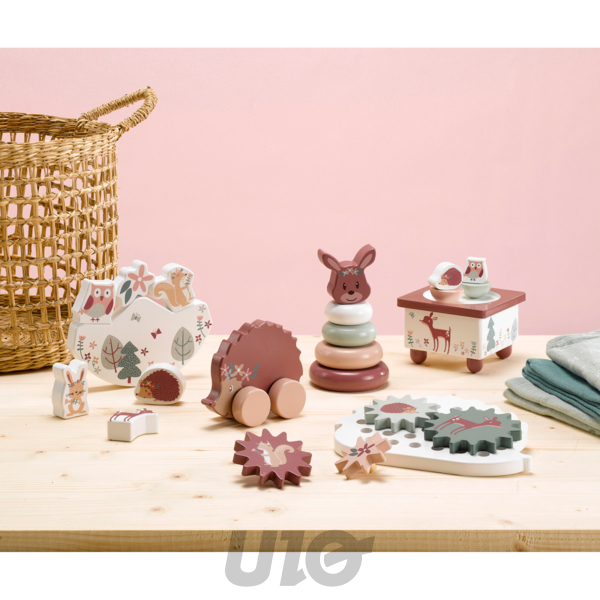 JOUET D'EVEIL EN BOIS AVEC ROULETTES 11*5*H9CM HERISSON FORET MAGIQUE