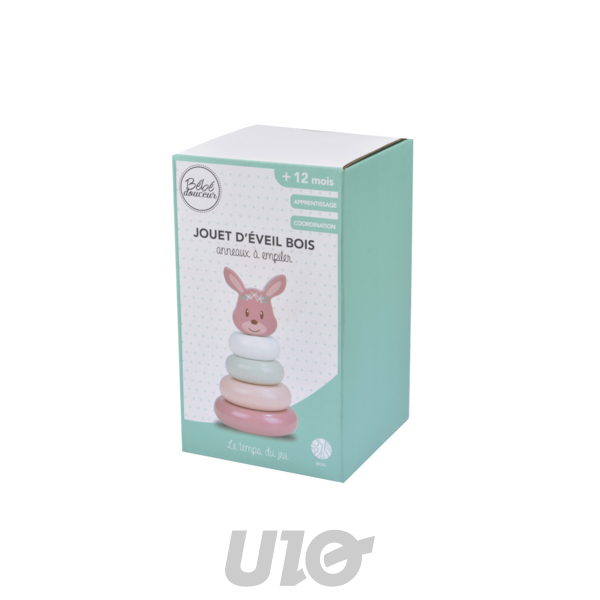 JOUET D'EVEIL TOUR A EMPILER EN BOIS D.8*H13.5CM FAON FORET MAGIQUE