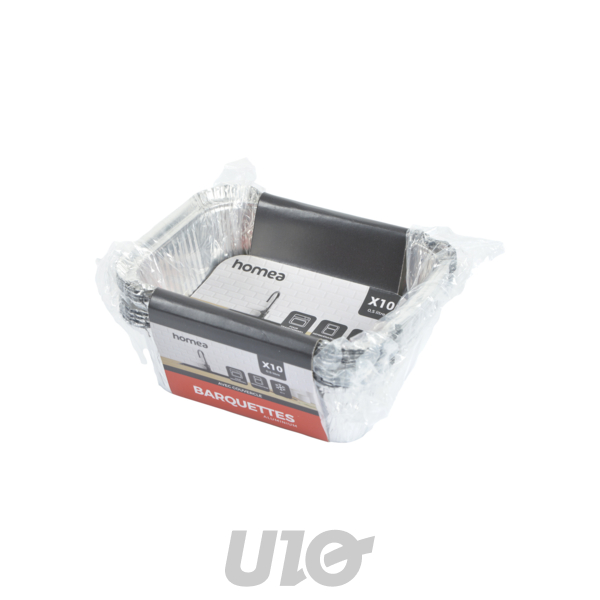 SET DE 10 BARQUETTES ALUMINIUM 0,5L 15x12xH5CM