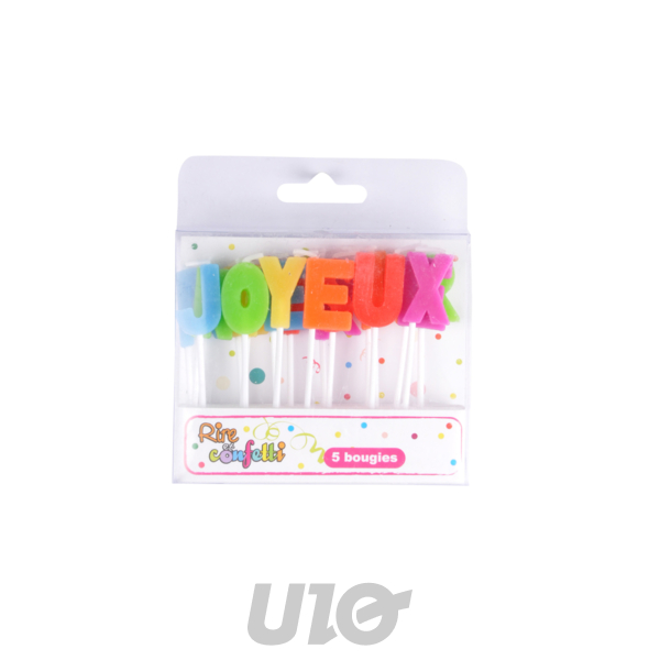 SET DE 18 BOUGIES LETTRES JOYEUX ANNIVERSAIRE H7CM MULTICOLORE