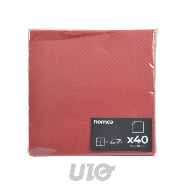 SET DE 40 SERVIETTES VITAMINE EN PAPIER 2 PLIS 38*38CM ROUGE