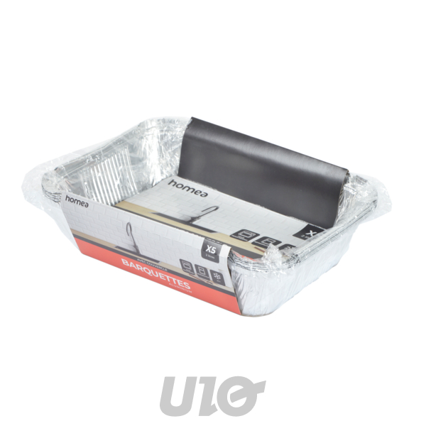 SET DE 5 BARQUETTES ALUMINIUM 2L 26x19xH6CM