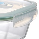 LOT DE 3 BOITES EN VERRE - CLIPEAT - 330ml: 12x12x5.8 cm 301g 530ml: 13.1x13.1x6.6 cm 400g 1180ml: 17.5x17.5x7.4 cm 780g