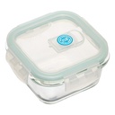 LOT DE 3 BOITES EN VERRE - CLIPEAT - 330ml: 12x12x5.8 cm 301g 530ml: 13.1x13.1x6.6 cm 400g 1180ml: 17.5x17.5x7.4 cm 780g