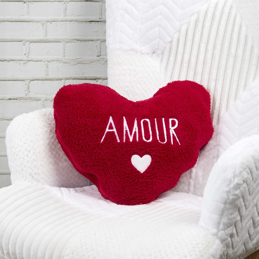 COUSSIN ET PLAID SHERPA COEUR 120X150CM M6