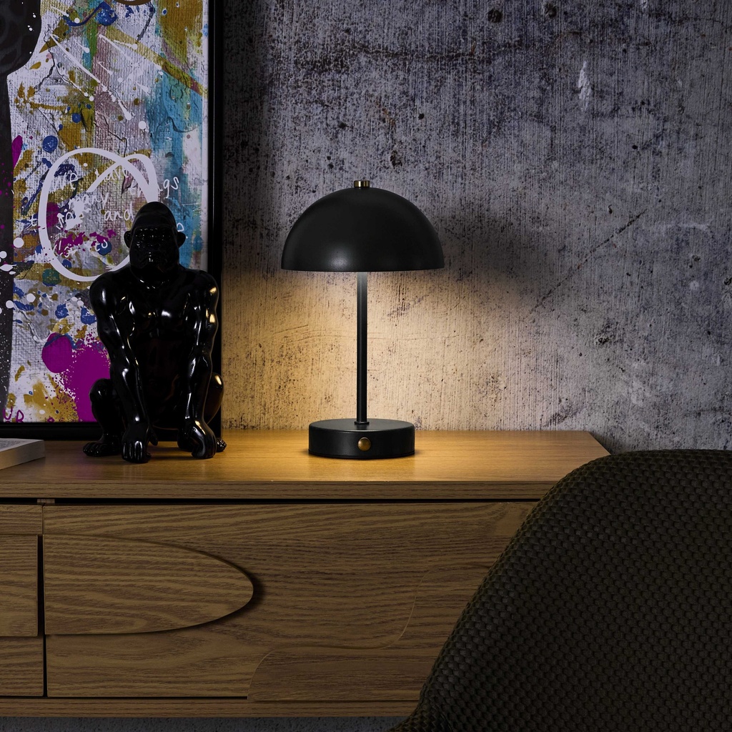 LAMPE DE TABLE LUCIA RECHARGEABLE NOIRE H26CM M6