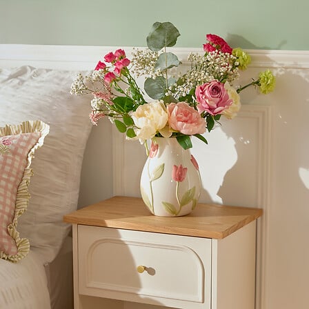 VASE CRMQ MOTIF TULIP FLDR H21