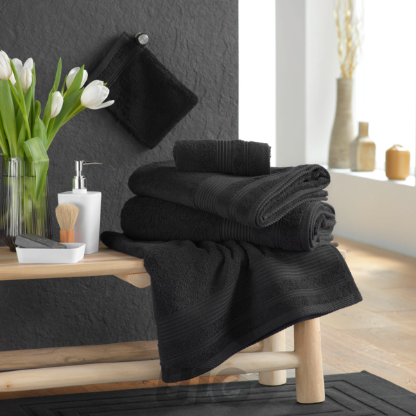 2 GANTS DE TOILETTE 15 x 21 CM EPONGE UNIE TENDRESSE NOIR