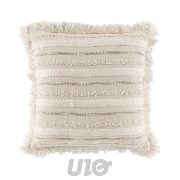 COUSSIN DEHOUS. COMPR. FRANGES 40 x 40 CM COTON TISSE ATLAS NATUREL