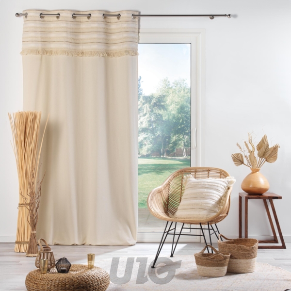 COUSSIN DEHOUS. COMPR. FRANGES 40 x 40 CM COTON TISSE ATLAS NATUREL