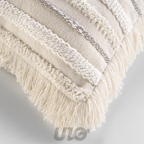 COUSSIN DEHOUS. COMPR. FRANGES 40 x 40 CM COTON TISSE ATLAS NATUREL