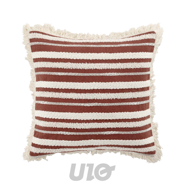 COUSSIN DEHOUS. COMPR. FRANGES 40 x 40 CM COTON TISSE ATLAS TERRACOTTA