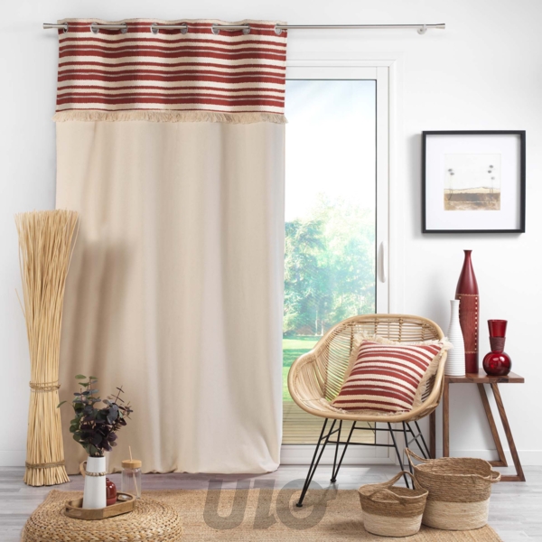 COUSSIN DEHOUS. COMPR. FRANGES 40 x 40 CM COTON TISSE ATLAS TERRACOTTA