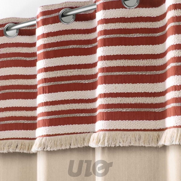 COUSSIN DEHOUS. COMPR. FRANGES 40 x 40 CM COTON TISSE ATLAS TERRACOTTA