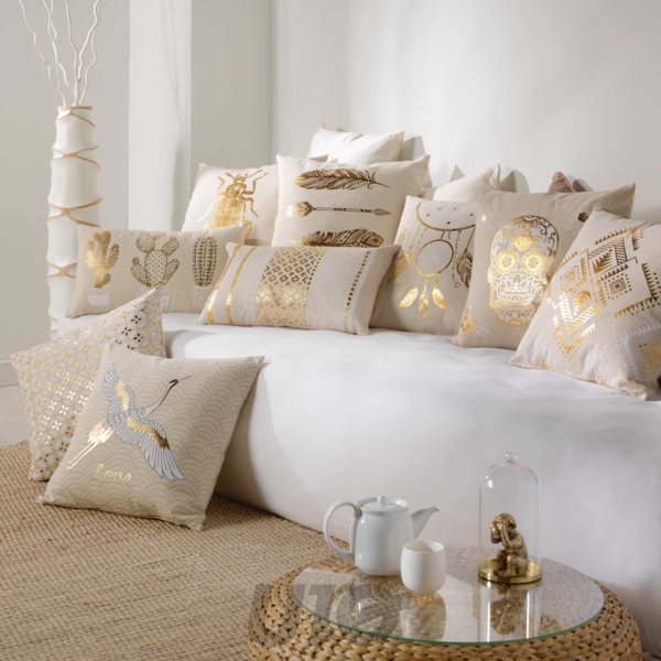 COUSSIN DEHOUSSABLE COMPRESSE 30 x 50 CM COTON IMPRIME OR GAYA DES. PLACE