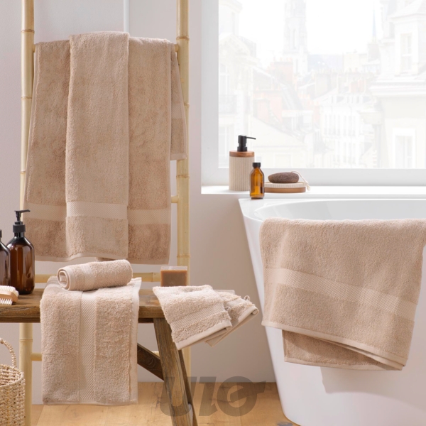 DRAP DE BAIN 90 x 150 CM EPONGE UNIE ELEGANCE NOISETTE