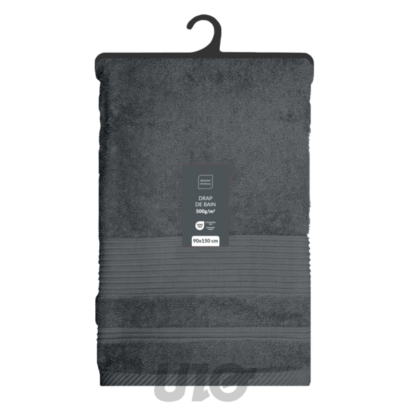 DRAP DE BAIN 90 x 150 CM EPONGE UNIE TENDRESSE ANTHRACITE