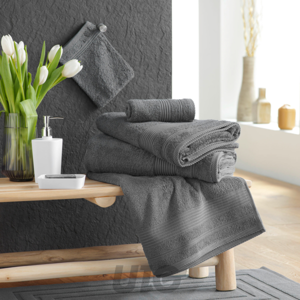 DRAP DE BAIN 90 x 150 CM EPONGE UNIE TENDRESSE ANTHRACITE