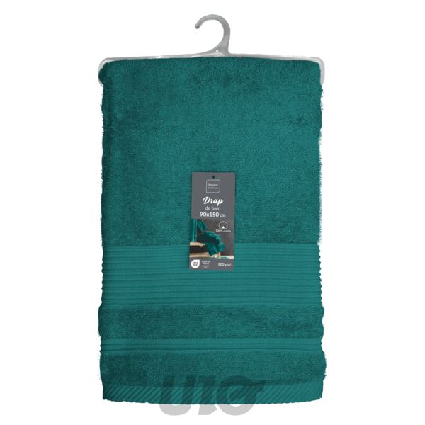 DRAP DE BAIN 90 x 150 CM EPONGE UNIE TENDRESSE EMERAUDE