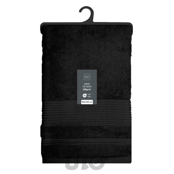 DRAP DE BAIN 90 x 150 CM EPONGE UNIE TENDRESSE NOIR