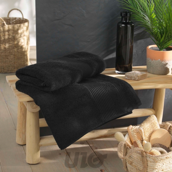DRAP DE BAIN 90 x 150 CM EPONGE UNIE TENDRESSE NOIR