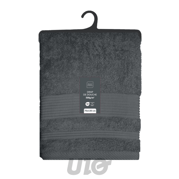 DRAP DE DOUCHE 70 x 130 CM EPONGE UNIE TENDRESSE ANTHRACITE