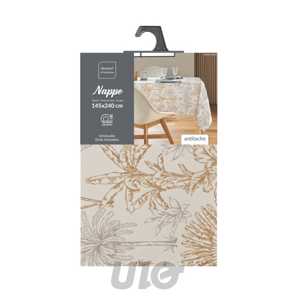 NAPPE RECTANGLE 145 x 240 CM POLYESTER IMPRIME CANARIE NATUREL