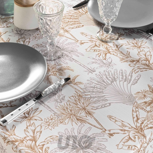 NAPPE RECTANGLE 145 x 240 CM POLYESTER IMPRIME CANARIE NATUREL