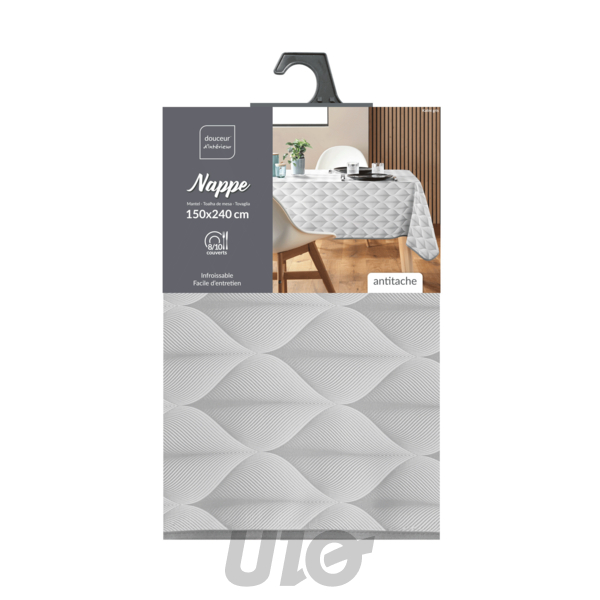 NAPPE RECTANGLE 150 x 240 CM POLYESTER IMPRIME KALINI GRIS