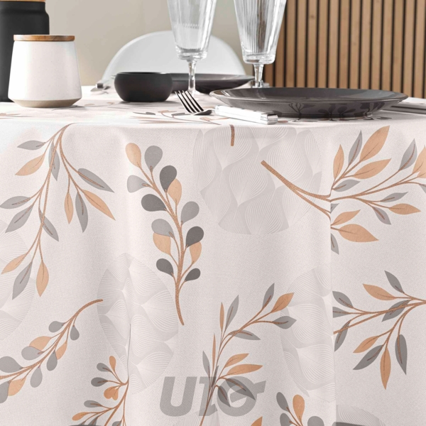 NAPPE RONDE (0) 180 CM POLYESTER IMPRIME MANOLA NATUREL