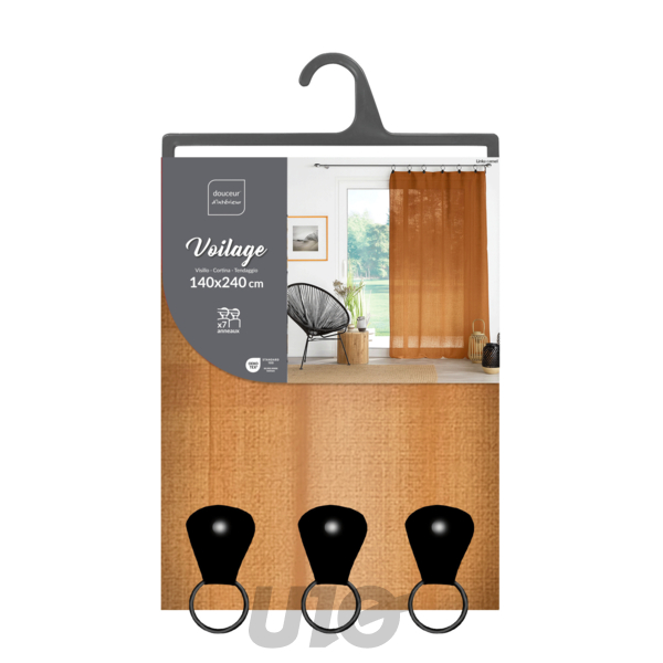 PANNEAU A ANNEAUX 140 x 240 CM VOILE TISSE LINKA CAMEL