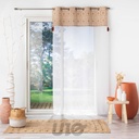 PANNEAU A OEILLETS 140 x 240 CM VOILE SABLE+TOP POLYCOT+POMPON SAMIRA TERRACOTTA