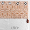 PANNEAU A OEILLETS 140 x 240 CM VOILE SABLE+TOP POLYCOT+POMPON SAMIRA TERRACOTTA