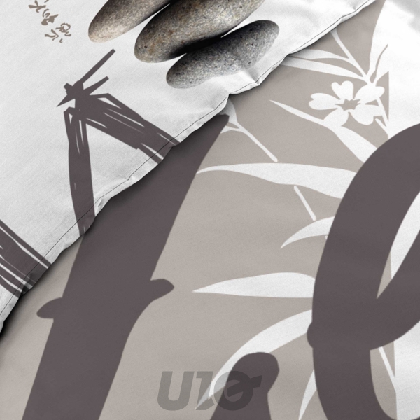 PARURE 3 P. 240 x 220 CM IMPRIME 42 FILS ALLOVER GALETS ZEN