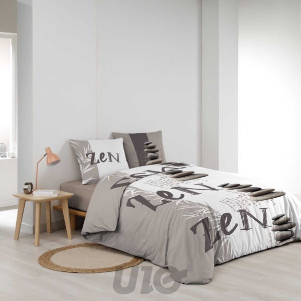 PARURE 3 P. 240 x 220 CM IMPRIME 42 FILS ALLOVER GALETS ZEN