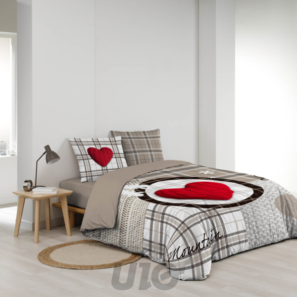 PARURE 3 P. 240 x 220 CM IMPRIME 42 FILS DESSIN PLACE LOVE MOUNTAIN