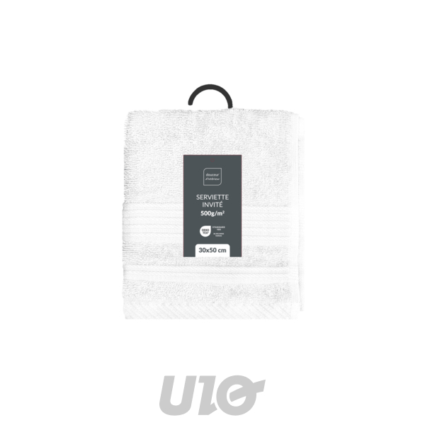 SERVIETTE INVITE 30 x 50 CM EPONGE UNIE TENDRESSE BLANC