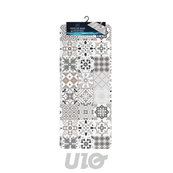 TAPIS DE BAIN 50 x 120 CM ULTRA-ABSORBANT IMPRIME SALOU NATUREL DES. PLACE