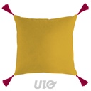 COUSSIN DEHOUS. COMPR. POMPONS 40 x 40 CM COTON IMPRIME CARAIBES