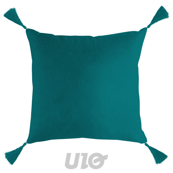 COUSSIN DEHOUS. COMPR. POMPONS 40 x 40 CM COTON IMPRIME SEYCHELLES