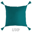 COUSSIN DEHOUS. COMPR. POMPONS 40 x 40 CM COTON IMPRIME SEYCHELLES