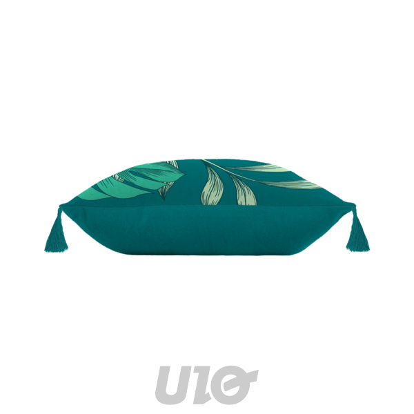 COUSSIN DEHOUS. COMPR. POMPONS 40 x 40 CM COTON IMPRIME SEYCHELLES