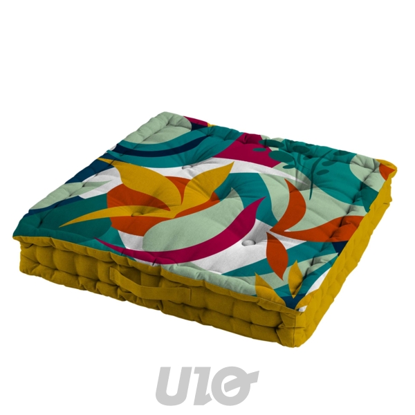 COUSSIN DE SOL 50 x 50 x 10 CM COTON IMPRIME CARAIBES