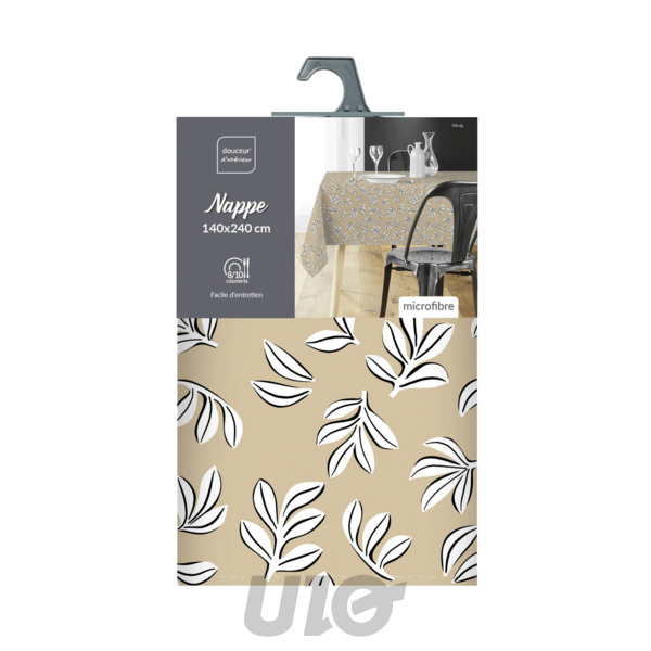 NAPPE RECTANGLE 140 x 240 CM MICROFIBRE IMPRIMEE MINDY NATUREL