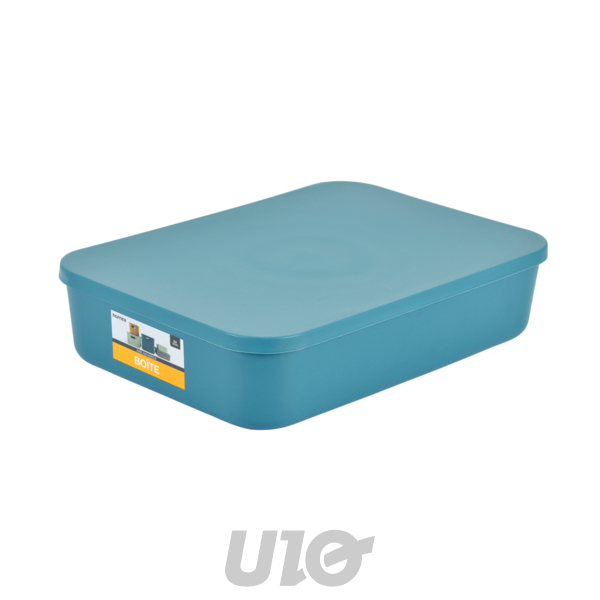 BOITE AVEC COUVERCLE PLASTIQUE 5,5L 35.5*25.5*H.8CM EMERAUDE