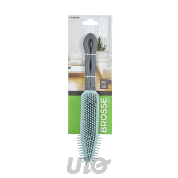 BROSSE TAPIS PLASTIQUE POILS TPR 26CM BICOLORE ANTHRACITE/BLEU GIVRE