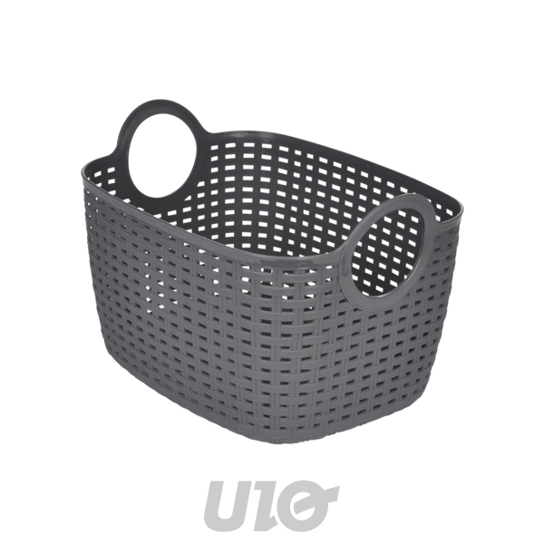 PANIERE TRESSEE ANSES RONDES PLASTIQUE 12L 29,5*22*H.19,5CM ANTHRACITE
