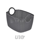PANIERE TRESSEE ANSES RONDES PLASTIQUE 12L 29,5*22*H.19,5CM ANTHRACITE